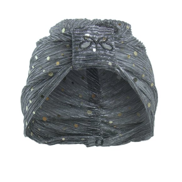 Grey Silver Sheer Turban Hat - Picture 2 of 2